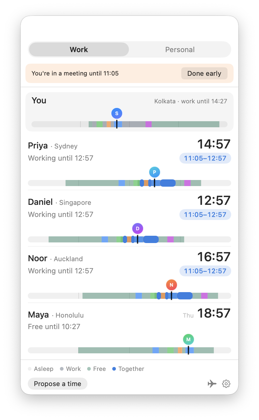 Whenabouts in light appearance showing work mode